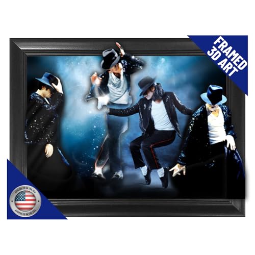 Michael Jackson King of Pop Moonwalk Framed 3D Lenticular Poster - 14.5x18.5' - Unbelievable Life...