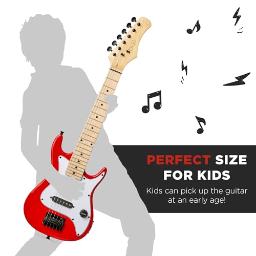 Image of Best Choice Products 30in Kids Electric Guitar Beginner Starter Kit w / 5W Amplifier, Strap, Gig Bag, Strings, Picks - Metallic Red