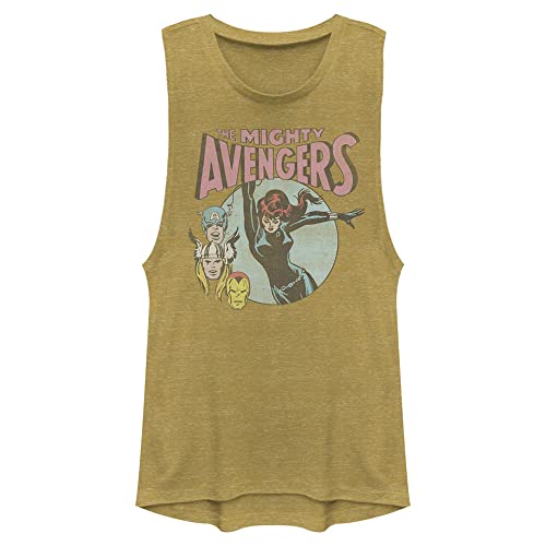 Marvel Vengadores Retro Camisa, Dorado, M para Mujer