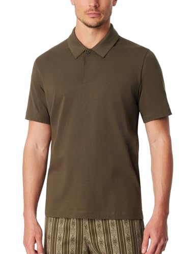 Polo de Nuit pour Homme Schiesser Haut de Pyjama Manches Courtes Coton Mix Relax Grey
