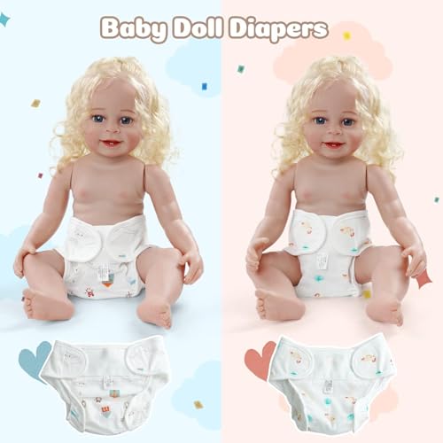 image for JIZHI 4 Pcs Reborn Baby Doll Diapers Reusable for 17-24 Inch Babydolls