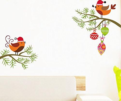 Asmi Collections Wall Stickers Tree Branches Swinging Love Birds JM8333