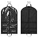 KEEGH Clear Garment Bags for Dance Costumes 40 inch Dance Garment Bags for Dancers Hanging Clothes for Closet Storage, with 4 Zipper Pockets for Dance Competitions, Ballet, Theatre, 6 Pack, Black