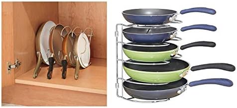 iDesign 48770 Classico Kitchen Cabinet Storage Organizer For Skillets, Pans, 27.9cm, Vertical, Chrome
