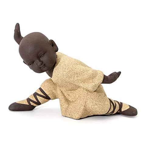 NEWQZ Chinese Kung Fu Monk Figurines for Home Decor, Adorable Figurines Cute Ceramic Statues Tabletop Display Living Room Bedroom Ornaments Decorative Accessories(Yellow) Cover