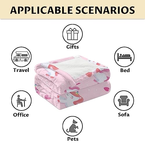 Unicorn Blanket Gifts - 50"x60" Cute Throw for Girls & Women - Pink Soft Fuzzy Blankets for Bed, Couch & Living Room