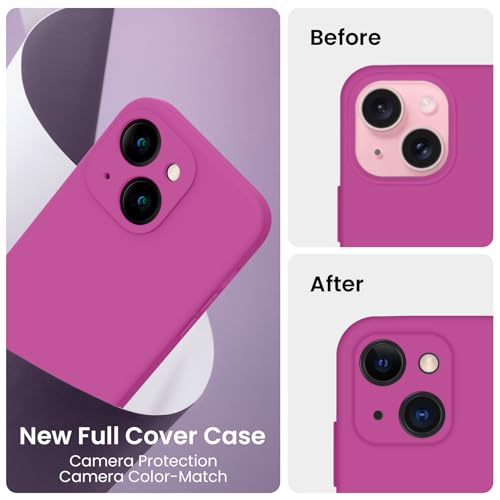 Image of FireNova Designed for iPhone 15 Case, Silicone Upgraded [Camera Protection] Phone Case, Soft Anti-Scratch Microfiber Lining Inside, 6.1 inch, Shocking Pink