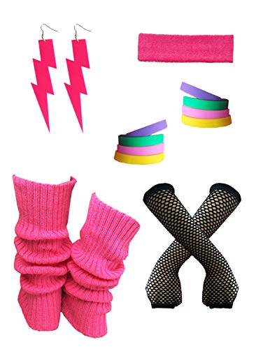 Women's 80s Neon Fancy Costume Outfit Accessories Set,Leg Warmers,Gloves,Earrings S1 Women's 80s Neon Fancy Costume Outfit Accessories Set,Leg Warmers,Gloves,Earrings S1