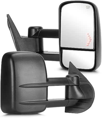 Switchback Towing Mirror For Silverado Sierra - Compatible With 2007-2013 Chevy Silverado GMC Sierra Tow Mirror With Power Adjusted Heated Glass Running Light Turn Signal Light Backup Lamp Black In - Foto 8