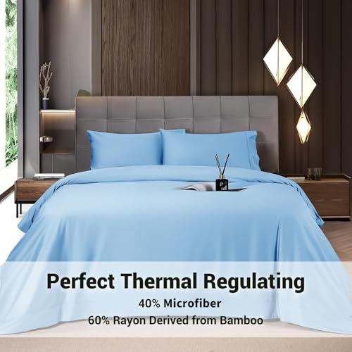 image for Shilucheng 4 Piece King Sheet Sets, Cooling Sheets, Blend Rayon Derive