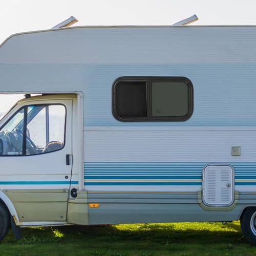 12"x24" RV Side Window - Vertical Sliding with Screen & Trim Ring, Tempered Tinted Glass - 2 Pack for Trailers & Campers, Durable & Weather-Resistant