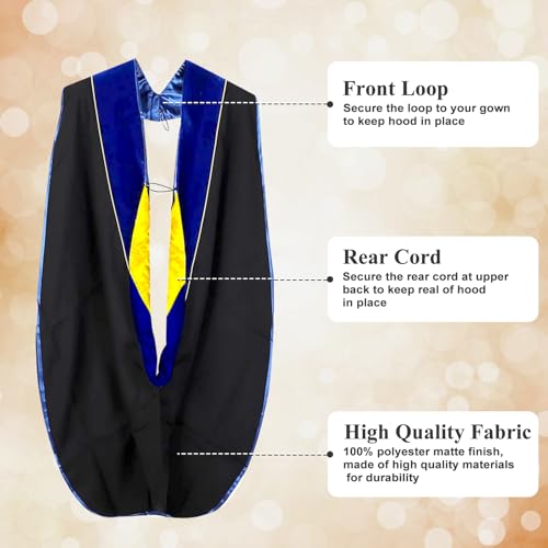 Image of Unisex Doctoral Graduation Gown with Gold Piping | Academic doctoral Cap and Gown for Graduation Ceremony