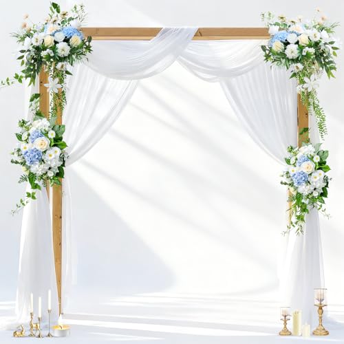 Querbehang Freihanddeko Weiß 150x800cm, Transparenter Voile Vorhang für Hochzeitsdekoration, Zeremonie & Wohnzimmer, Gardinenstoff Meterware