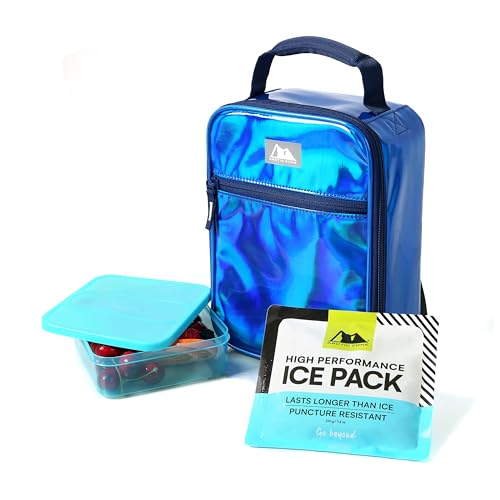 Image of Arctic Zone Chrome Kids Lunch Box Combo with Ice Pack, Midnight | Kids lunch box with reusable gel ice pack and sandwich container, 2 compartment insulated cooler for school or travel lunch
