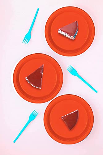 Decorrack 10 Large Plastic Plates, Heavy Duty 9 Inch Colored Plastic Dinner Plates, Disposable Party Ware For Kids Birthday, Cake Dessert Plates, Holiday Tableware, Orange (Pack Of 10) #TOP2