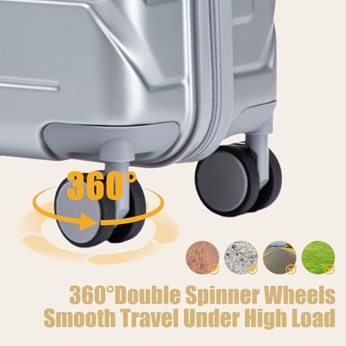 Image of 20 Inch ABS Hard Shell Travel Checked Luggage With Combination Lock, Sliver