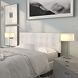 Flash Furniture Bedford Tufted Upholstered Queen Size Headboard in White Fabric