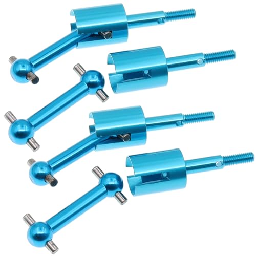 4Pcs Treehobby Aluminum Alloy Drive Shaft Dog Bone Dogbone & Wheel Stub Axle Cup Compatible with Tamiya TT01 TT02 1/10 RC Car Upgrades Parts(Blue)
