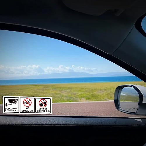 Well Tile 2023070405 12Pack No Smoking In Car Camera Recording No Eating Or Drinking Signs 1.75 X 5 Inch-Cars Vehicles Safety Warning Window Stickers Food And Beverage Signs thumb #5