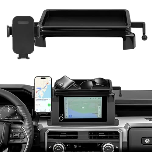 Image of Car Phone Holder Compatible with Toyota Tacoma 2024 2025 Accessories 8-Inch Screen Fixed Clip, Cell Phone Mount with Dash Organizer Center Console Tray Hands-Free 360 Rotation