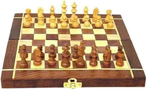 Monkeycrafts Handicrafts Wooden Foldable Chess Board with 32 Non Magnetic Piece for Home and Travel Kids Children Adults Birthday Mind Game Inbuilt Storage Compatment For Chessmen(Brown) (12*12 Inch) (B0D3QPFCJ5) Amazon Price History, Amazon Price Tracker