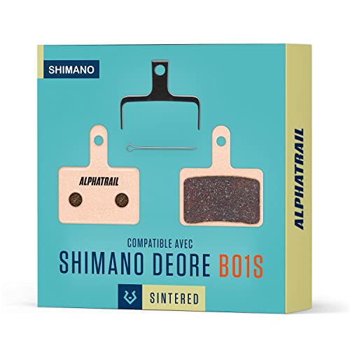 Alphatrail Plaquettes de Frein - Compatible avec Shimano B01S I Fritté VTT Plaquette de Frein avec un Kilométrage élevé 100% Parfait pour Frein à disque de vélo de Shimano Deore LX Alivio Acera Nexave Cover