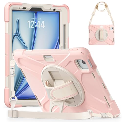 Coque iPad Air 11 M2 robuste rose pour éviter les bris d'écran