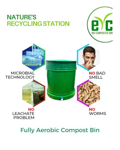 Image of Bio Composting Bin Set with Coco Peat Blocks, Green, 30L Capacity (Green, Single BIN)
