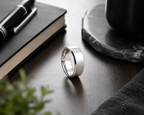 Image of VIEN Rings for Men Trendy 316L Stainless Steel Silver Band Ring for Men and Boys