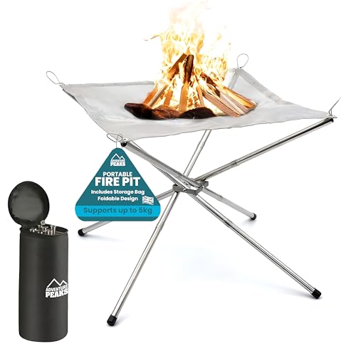 ADVENTURE PEAKS Portable Fire Pit With Easy to Carry Bag - 304 Stainless Steel Firepits for Outdoors Wood Burning Folding Fire Pits for Garden Camping BBQ Bonfire & Backyard