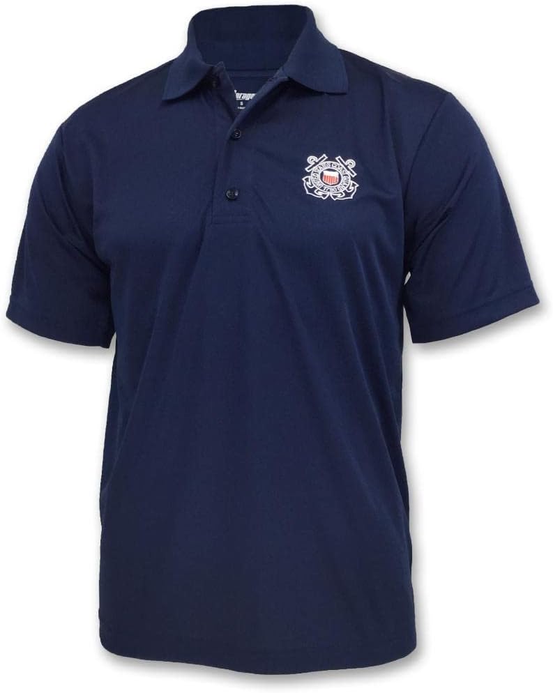 Armed Forces Gear Men's US Coast Guard Performance Polo - Official Licensed US Coast Guard Shirts for Men (Navy)