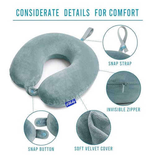 Image of Fabuday Travel Neck Pillow Memory Foam for Airplane Traveling Gray Blue