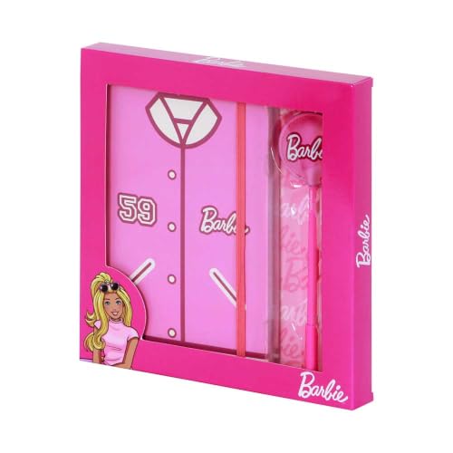 Karactermania Barbie Varsity Caja Regalo con Diario y Bolígrafo Fashion, Rosa