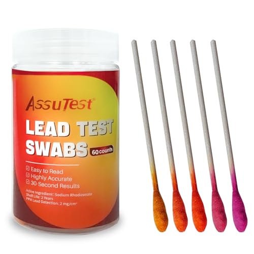 AssuTest Lead Test Kit Results in Just 30 Seconds(60 Immediate Result Swabs) at Home Lead Test Kit,Use for Various Surfaces - Paint, Crockery, Toys, Jewellery, Metals, Ceramics, Woodwork