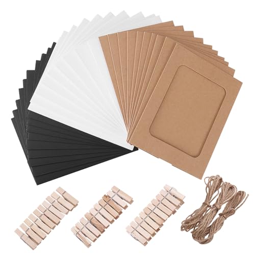 Vorcool R2CK9X1044H62029QR Kraft Paper Photo Frames 4X6In 30Pcs Picture Frames Multi Wall Hanging Paper Photo Frames cover