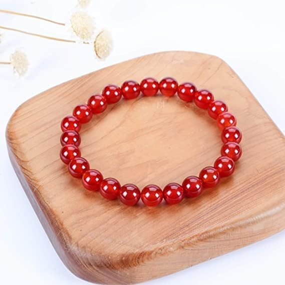 Miniatura 3 de Pulsera de ágata roja para hombres y mujeres pulsera elástica con cuentas de piedras preciosas unisex de 0315in cuentas redondas de piedras