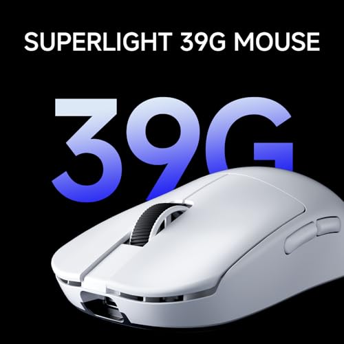 FOXMM x MCHOSE L7 Pro Souris Superlight 39g, Capteur 26 000 DPI, 6 DPI Réglables, Taux de Polling 8K Hz avec Récepteur 8K Ultra-Rapide, Souris de Jeu sans Fil/Filaire BT/2,4 G, Batterie 200 h Blanc – Image 3