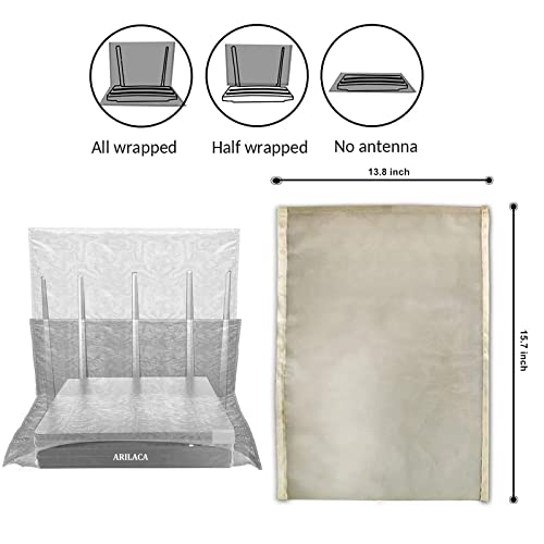Arilaca Large Wifi Router Cover Faraday Bag Emf Protection Wifi Blocker Faraday Cage For Smart Meter Cover Emf Blocker Signal Block Emf Shield 5G Protection Radio Frequency Card Holder 13.8 In*15.7 In thumb #4