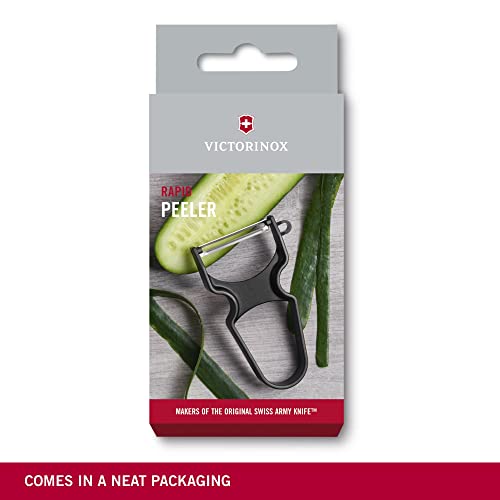 Image of Victorinox, Multipurpose Rapid Peeler /Vegetable Scrapper, Normal Straight Edge, Black, Swiss Made (6.0930.3), 0.4 in