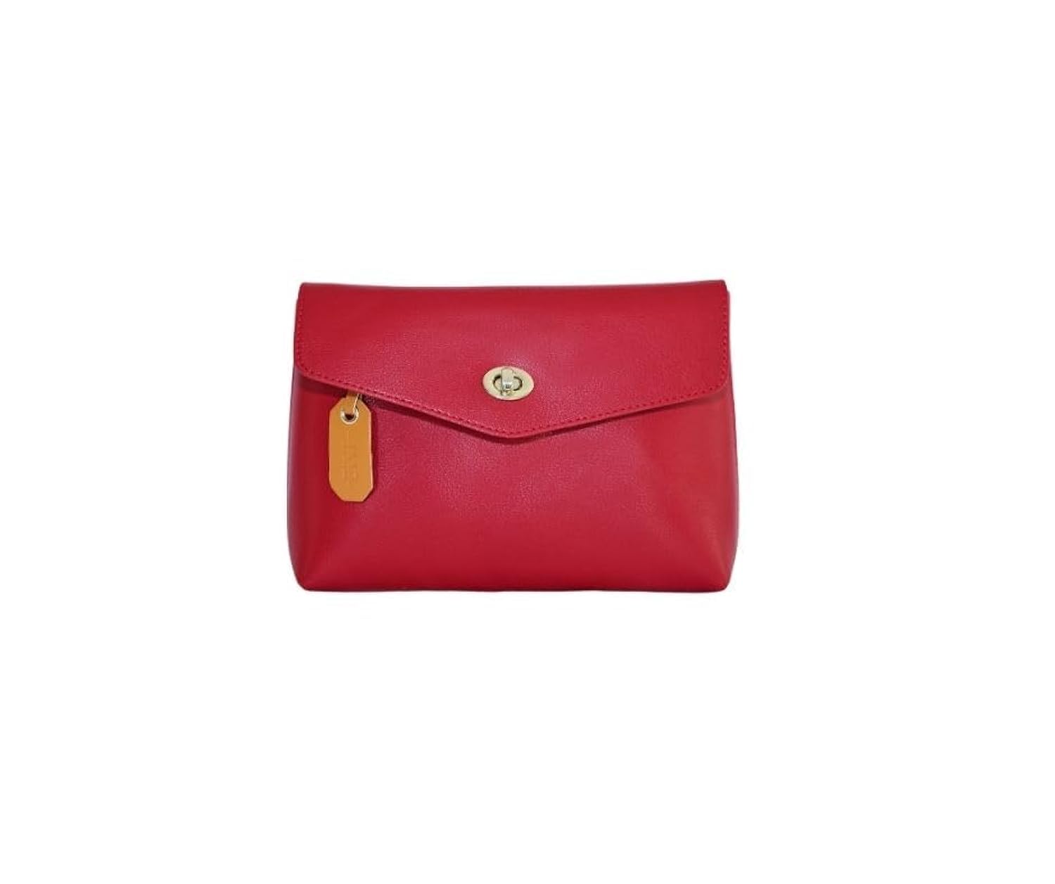 JMO Vegan Leather Cosmetic Bag For Purse- Make Up Organizer Pouch For Women (red)