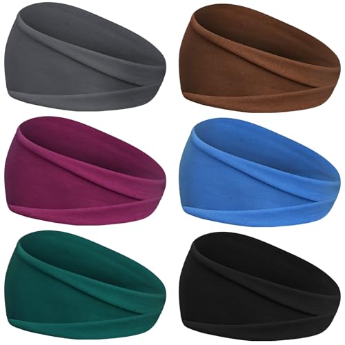Image of YARIEW 6Pcs Headbands Paisley Bandanas Head Bands Sweat Band Hair Wrap Headwrap Fashion Boho Wide Thick Workout Yoga Elastic Headbands Mens Cooling Running Sports Headband Sweatbands for Women and Men