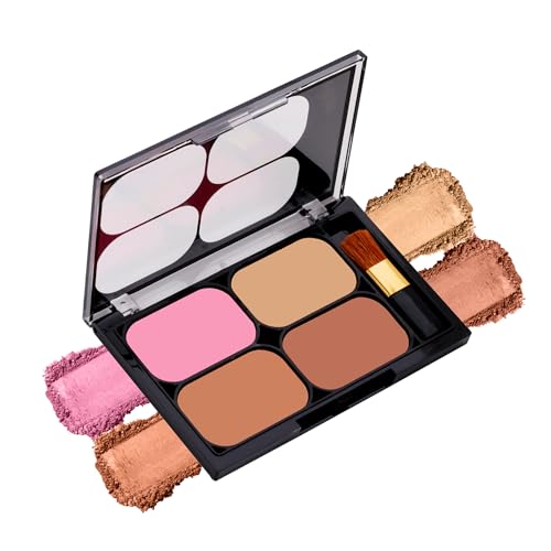 Image of Colors Queen Blush and Highlighter Palette for Face Makeup | Matte Finish, Highly Pigmented & Lightweight Silky Smooth Texture | Blusher and Highlighter Palette with Brush (Multicolor - 02)