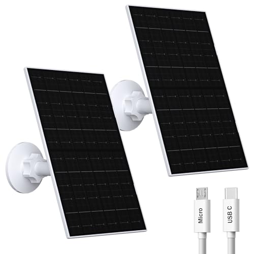 VUEBEE Solarpanel für Eufy Kamera 7W Solarmodule für Eufy E 2C/2C Pro 2/2Pro E20/E40 Solarpanel 5V mit USB-C Anschluss Micro USB Adapter IP66 Wasserdicht 3m lang Kabel 2 Packungen