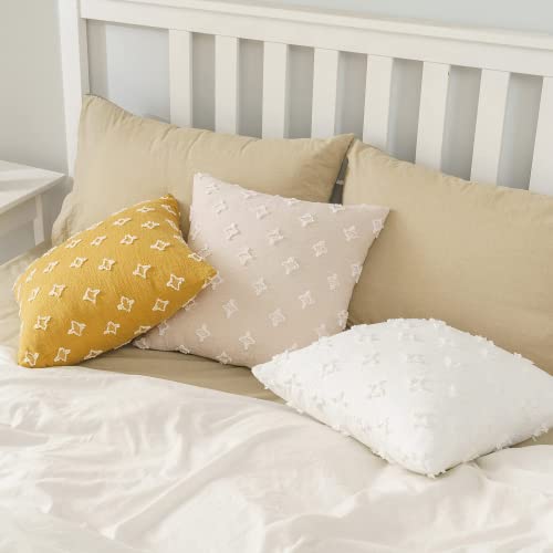 Anroduo Pack Of 2 Boho Decorative Throw Pillow Covers With Tufted Rhombic Jacquard For Room Decor Boho Pillow Covers Decorations 16X16 Cute And Soft Pillowcase For Couch Sofa Bed And Living Room White #TOP1