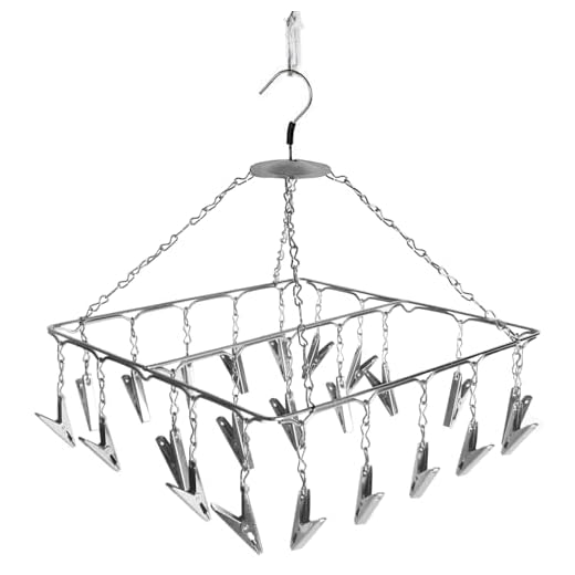 SYNERGY - 25 Clips Stainless Steel Square Cloth Dryer/Clothes Drying Stand/Hanger with Clips (Clothes Peg)