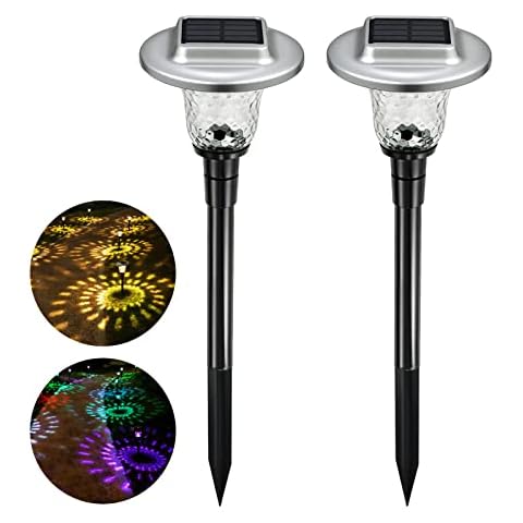 SEG Direct Solar Yard Lights Outdoor 2 Pack, Color Changing Solar Path Garden Lights, Colorful Bright Glass Pathway Lights, Waterproof Solar Powered Landscape Lights for Lawn Walkway Patio Decorative Cover