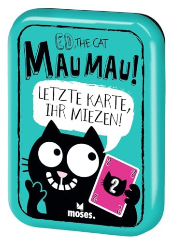 Moses. Ed, The Cat - Mau-Mau, Spiele-Klassiker ab 6 Jahren, verrücktes Kartenspiel für die ganze Familie, kompaktes Reisespiel für 2-6 Spieler, White