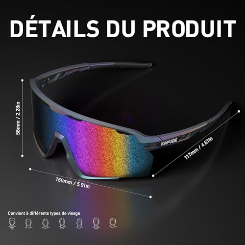 Lunettes de cyclisme KAPVOE K170 pour VTT route et running