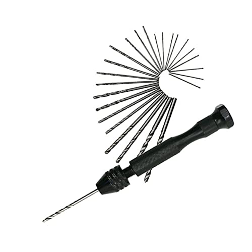 Uonlytech Rotary Tool Kit Brace Drill 26 Pcs Single Ended Hand Drill Vise Hand Drill Bits for Watch Repair