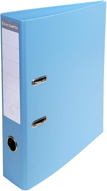Exacompta - Ref 53702E - Prem'Touch PVC Lever Arch File - 320 x 290mm in Size, 2 Rings, Can Hold A4 Documents, 70mm Spine, 75mm Rings, FSC-Certified - Light Blue Cover